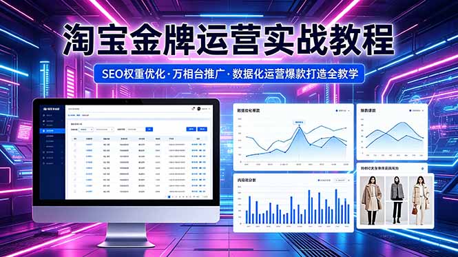 2026 淘宝金牌运营实战教程，SEO权重优化万相台推广，数据化运营爆款打造全教学-校睿铺