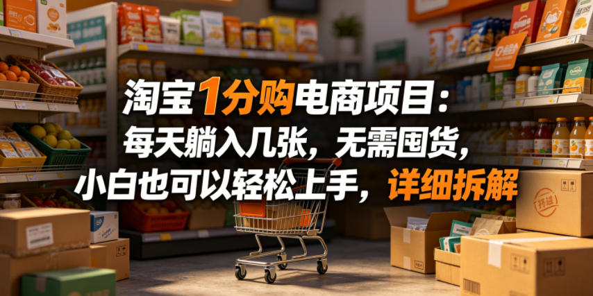 淘宝1分购电商项目：每天躺入几张，无需囤货，小白也可以轻松上手，详细拆解-校睿铺