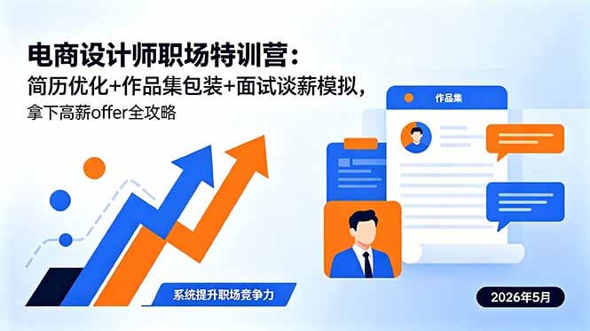 电商设计师职场特训营：简历优化+作品集包装+面试谈薪模拟，拿下高薪offer全攻略-校睿铺