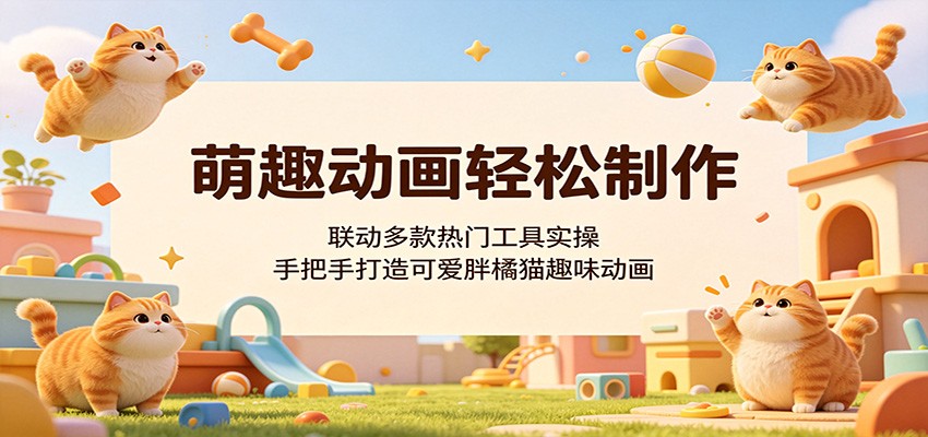 萌趣动画轻松制作，联动多款热门工具实操，手把手打造可爱胖橘猫趣味动画-校睿铺
