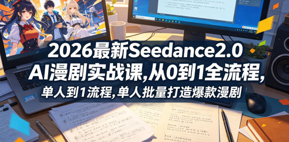 2026最新Seedance2.0 AI漫剧实战课,，从0到1全流程，单人批量打造爆款漫剧-校睿铺