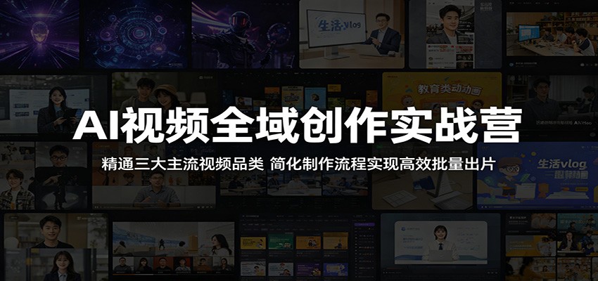 AI视频全域创作实战营：精通三大主流视频品类，简化制作流程实现高效批量出片-校睿铺