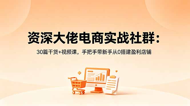 资深大佬电商实战社群：30篇干货+视频课，手把手带新手从0搭建盈利店铺-校睿铺