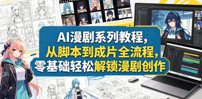 AI漫剧系列教程，从脚本到成片全流程，零基础轻松解锁漫剧创作-校睿铺