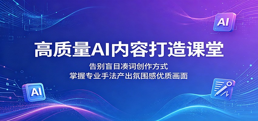 高质量AI内容打造课堂：告别盲目凑词创作方式，掌握专业手法产出氛围感优质画面-校睿铺
