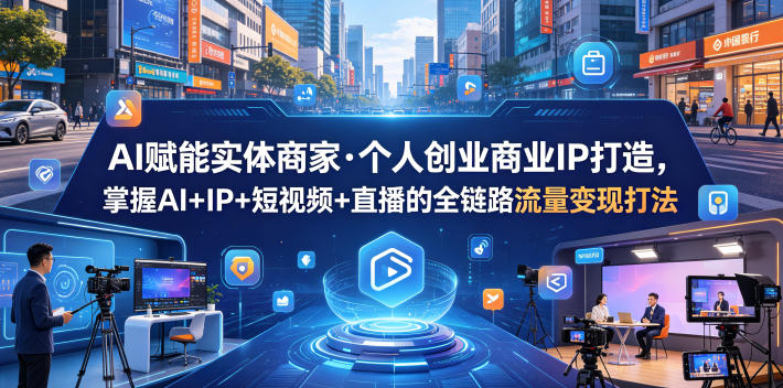 AI赋能实体商家·个人创业商业IP打造，掌握AI+IP+短视频+直播的全链路流量变现打法-校睿铺