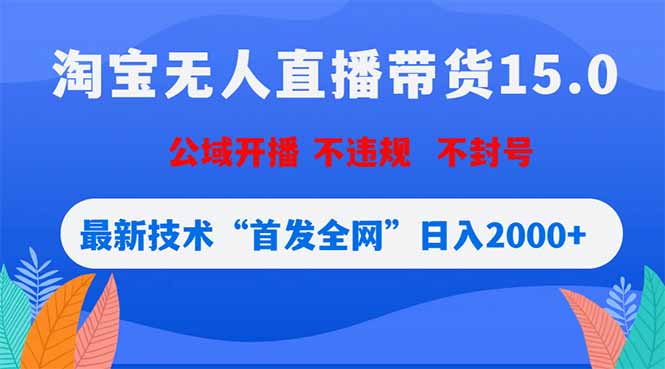 淘宝无人直播带货15.0，不封号，不违规，公域玩法，首发全网日入2000+-校睿铺