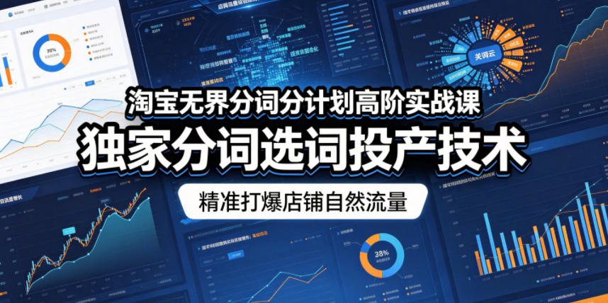 淘宝无界分词分计划高阶实战课，独家分词选词投产技术，精准打爆店铺自然流量-校睿铺