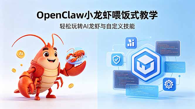 不用懂技术！OpenClaw小龙虾喂饭式教学，轻松玩转AI龙虾与自定义技能 (5月22更新-校睿铺