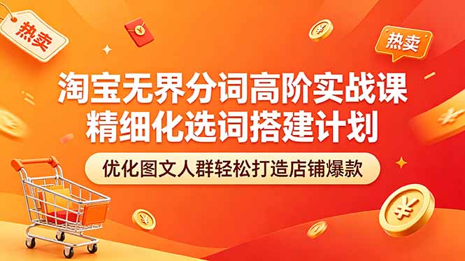 淘宝无界分词高阶实战课 精细化选词搭建计划 优化图文人群轻松打造店铺爆款-校睿铺