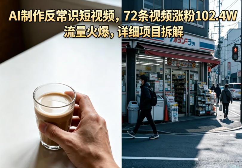AI制作反常识短视频，72条视频涨粉102.4W，流量火爆，详细项目拆解-校睿铺