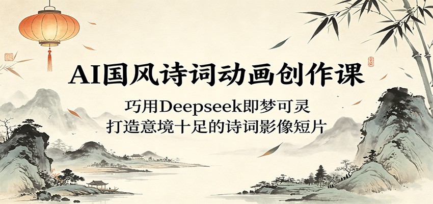 AI国风诗词动画创作课：巧用Deepseek即梦可灵，打造意境十足的诗词影像短片-校睿铺