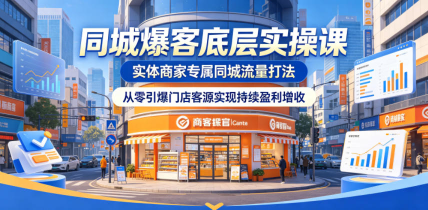 同城爆客底层实操课，实体商家专属同城流量打法，从零引爆门店客源实现持续盈利增收-校睿铺