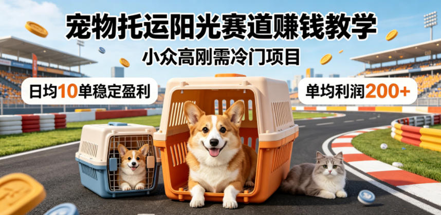 宠物托运阳光赛道賺钱教学，小众高刚需冷门项目，日均10单稳定盈利，单均利润200+-校睿铺
