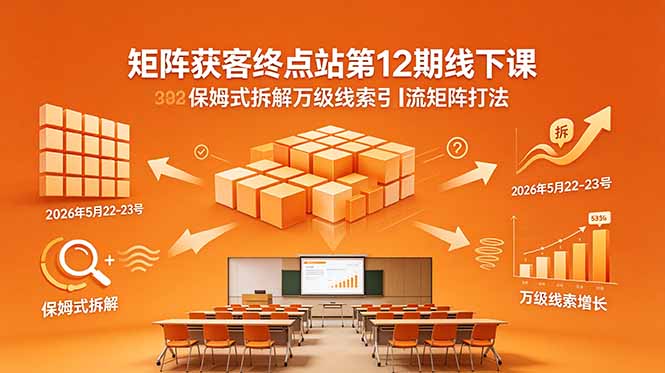 矩阵获客终点站第12期线下课 2026年5月22-23号 保姆式拆解万级线索引流矩阵打法-校睿铺