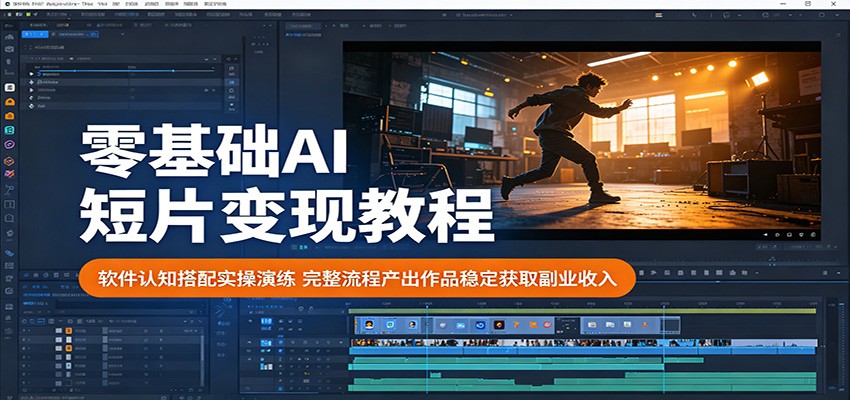 零基础AI短片变现教程：软件认知搭配实操演练，完整流程产出作品稳定获取副业收入-校睿铺