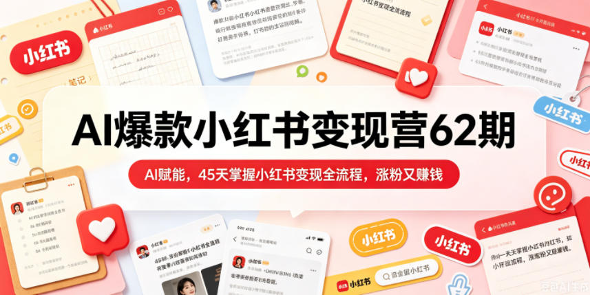 AI爆款小红书变现营62期2026年5月，AI赋能，45天掌握小红书变现全流程，涨粉又賺钱-校睿铺