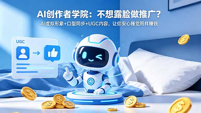 AI创作者学院：不想露脸做推广？AI虚拟形象+口型同步+UGC内容，让你安心睡觉照样赚钱-校睿铺