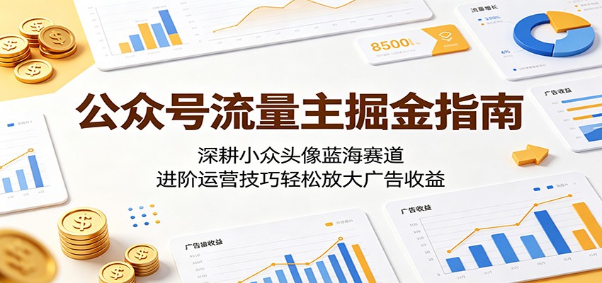公众号流量主掘金指南：深耕小众头像蓝海赛道，进阶运营技巧轻松放大广告收益-校睿铺