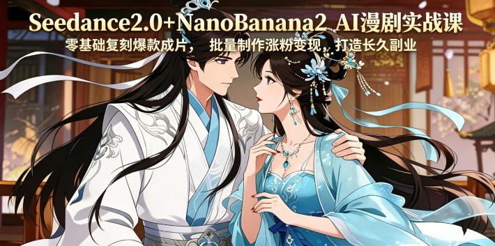 Seedance2.0+NanoBanana2 AI漫剧实战课，零基础复刻爆款成片涨粉变现，打造长久副业收益-校睿铺