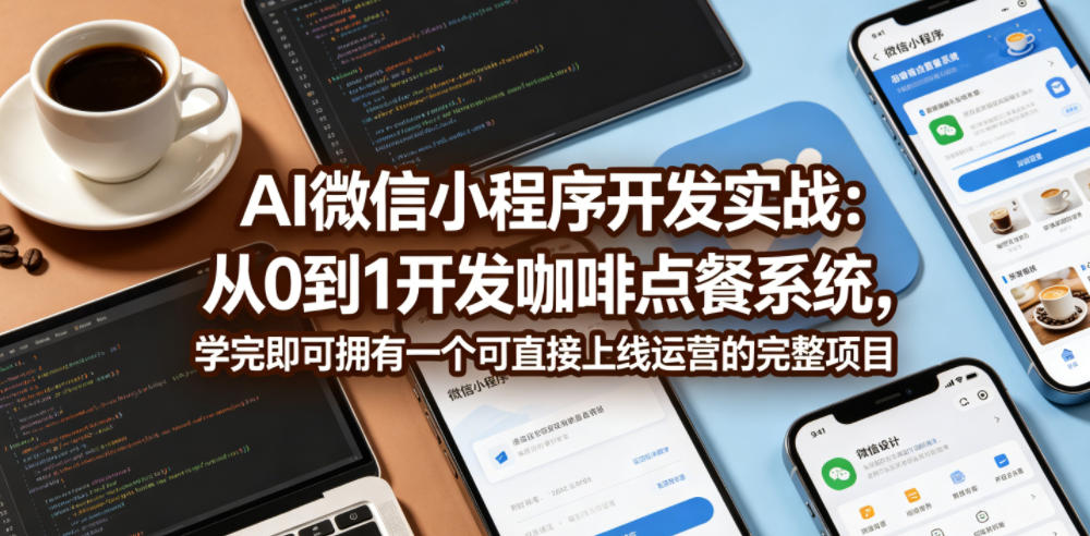 AI微信小程序开发实战：从0到1开发咖啡点餐系统，学完即可拥有一个可直接上线运营的完整项目-校睿铺