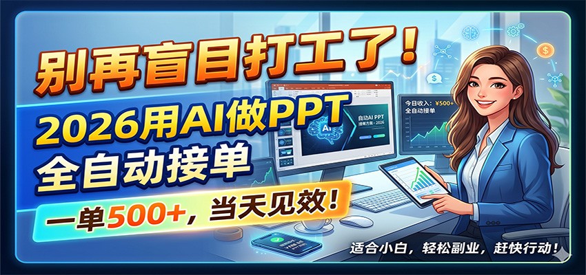 别再盲目打工了！2026用AI做PPT全自动接单，一单5张+，当天见效！-校睿铺