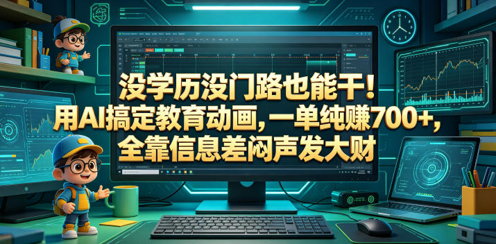 没学历没门路也能干！用AI搞定教育动画，一单纯賺700+，全靠信息差闷声发大财【揭秘】-校睿铺