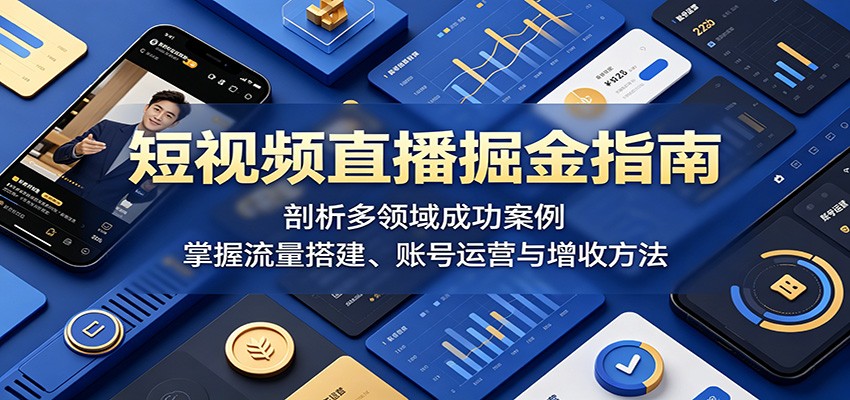 短视频直播掘金指南：剖析多领域成功案例，掌握流量搭建、账号运营与增收方法-校睿铺