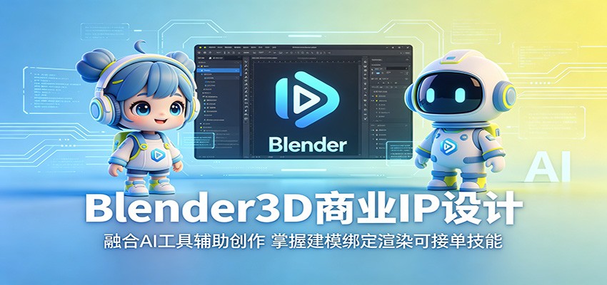 Blender3D商业IP设计：融合AI工具辅助创作，掌握建模绑定渲染可接单技能-校睿铺