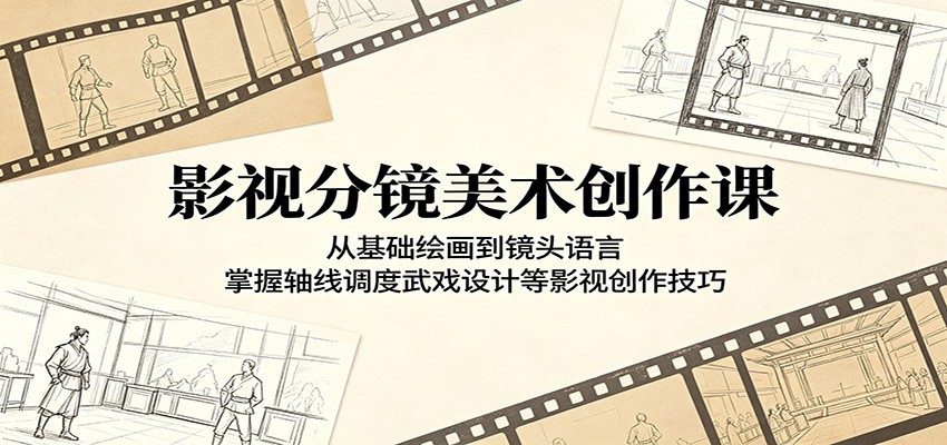 影视分镜美术创作课：从基础绘画到镜头语言，掌握轴线调度武戏设计等影视创作技巧-校睿铺