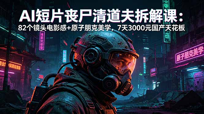 AI短片《丧尸清道夫》拆解课：82个镜头电影感+原子朋克美学，7天3000元国产天花板-校睿铺