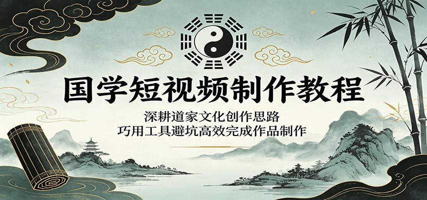 国学短视频制作教程：深耕道家文化创作思路，巧用工具避坑高效完成作品制作-校睿铺
