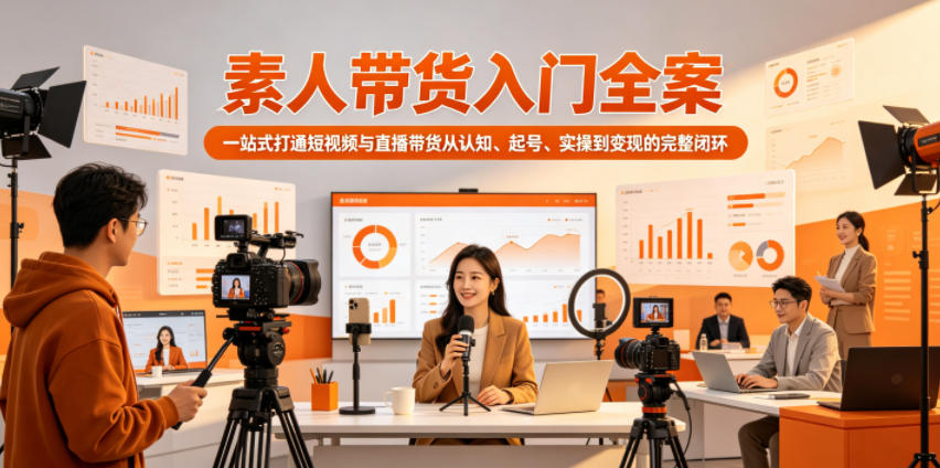 素人带货入门全案，一站式打通短视频与直播带货从认知、起号、实操到变现的完整闭环-校睿铺