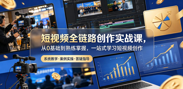 短视频全链路创作实战课，从0基础到熟练掌握，一站式学习短视频创作-校睿铺