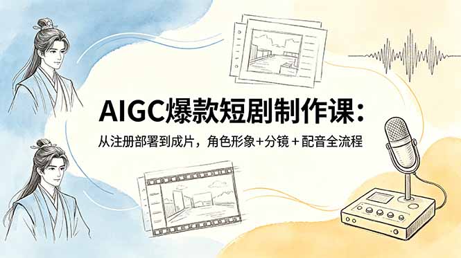 AIGC爆款短剧制作课：从注册部署到成片，角色形象+分镜+配音全流程-校睿铺