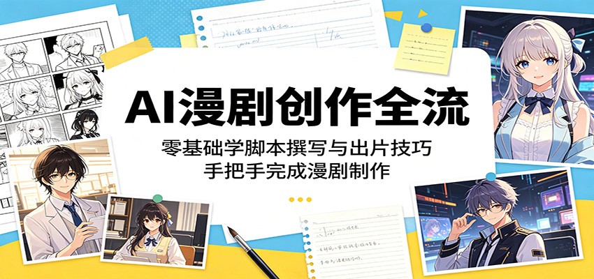 AI漫剧创作全流程：零基础学脚本撰写与出片技巧，手把手完成漫剧制作-校睿铺