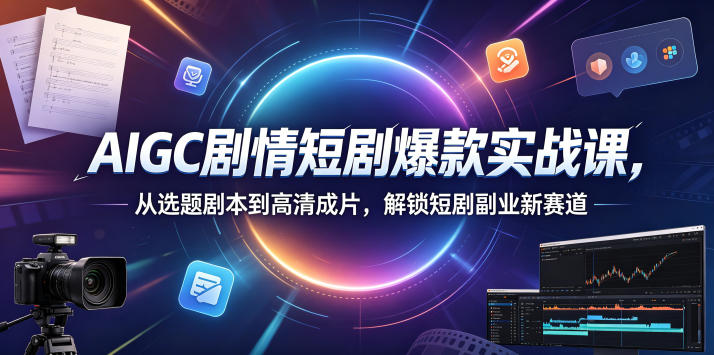 AIGC剧情短剧爆款实战课，从选题剧本到高清成片，解锁短剧副业新赛道-校睿铺