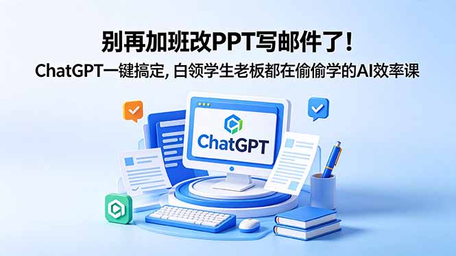 别再加班改PPT写邮件了！ChatGPT一键搞定，白领学生老板都在偷偷学的AI效率课-校睿铺