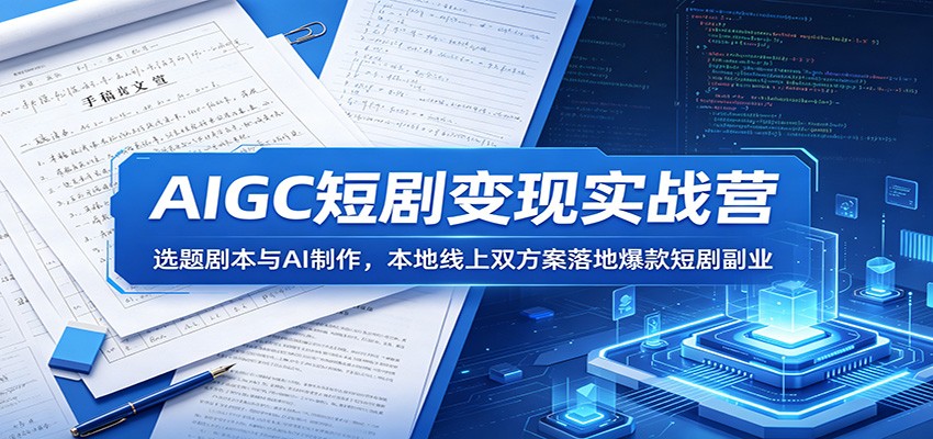 AIGC短剧变现实战营：选题剧本与AI制作，本地线上双方案落地爆款短剧副业-校睿铺