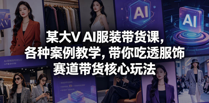 某大V AI服装带货课，各种案例教学，带你吃透服饰赛道带货核心玩法-校睿铺