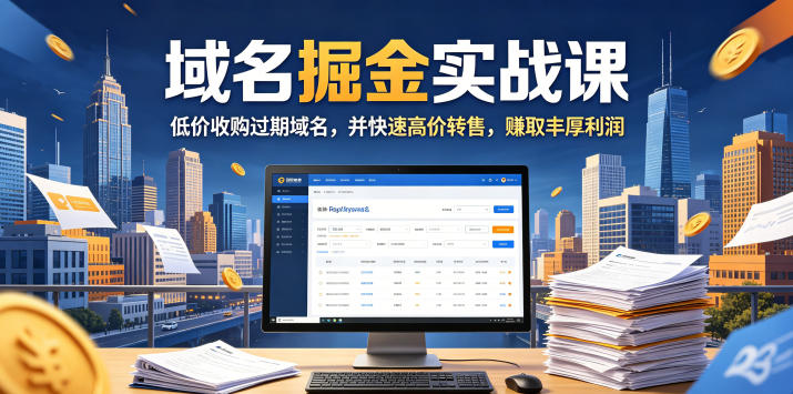 域名交易掘金实战课，低价收购过期域名，并快速高价转售，賺取丰厚利润【原创双语字幕】-校睿铺
