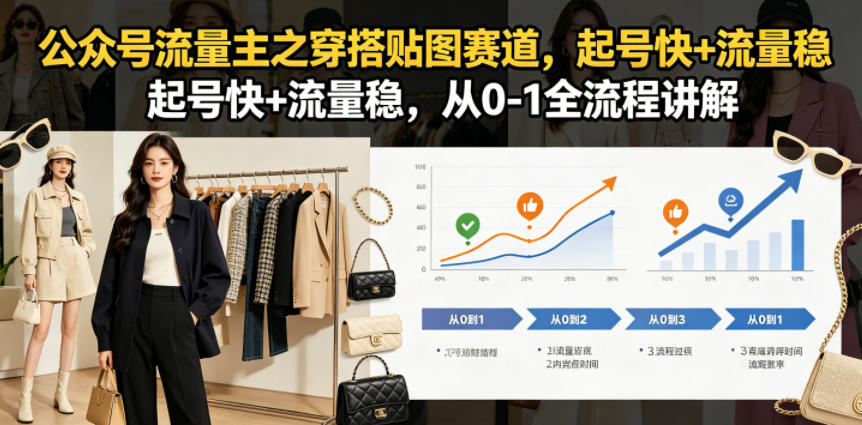 公众号流量主之穿搭贴图赛道，起号快+流量稳，从0-1全流程讲解-校睿铺