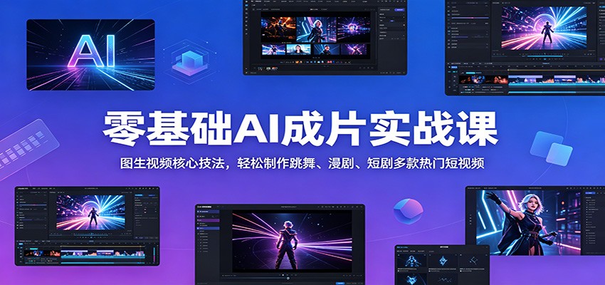 零基础AI成片实战课：图生视频核心技法，轻松制作跳舞、漫剧、短剧多款热门短视频-校睿铺