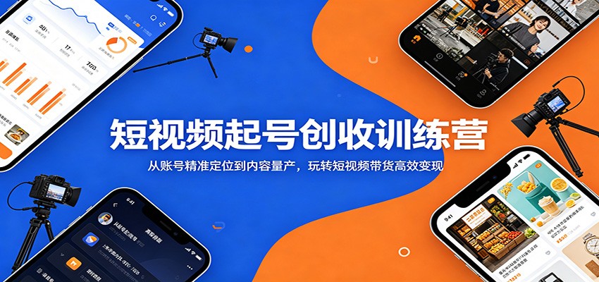 短视频起号创收训练营：从账号精准定位到内容量产，玩转短视频带货高效变现-校睿铺