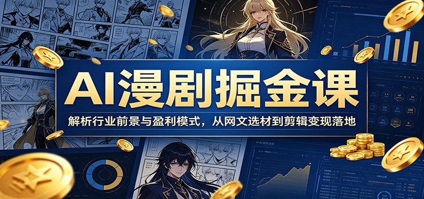AI漫剧掘金课：解析行业前景与盈利模式，从网文选材到剪辑变现落地-校睿铺