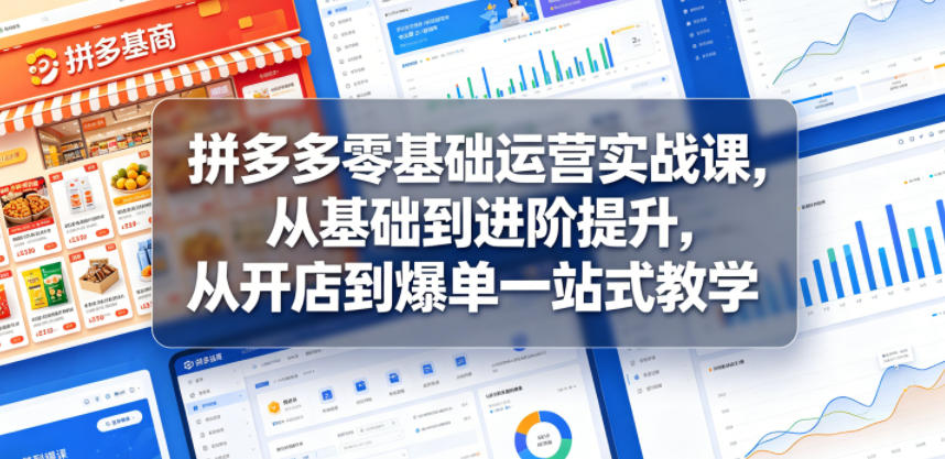 拼多多零基础运营实战课，从基础到进阶提升，从开店到爆单一站式教学-校睿铺