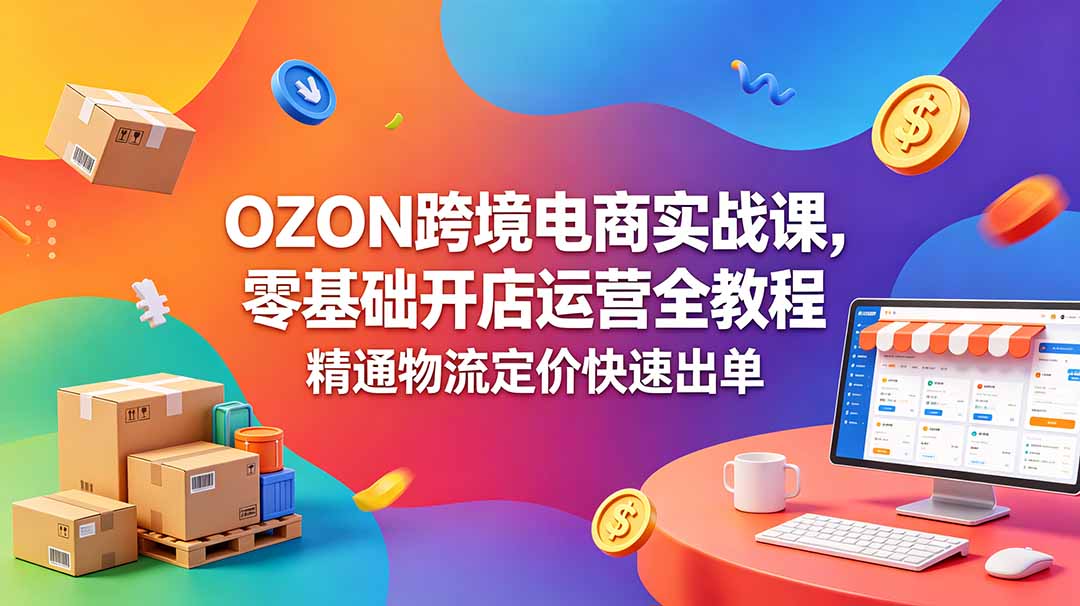 OZON 跨境电商实战课，零基础开店运营全教程，精通物流定价快速出单-校睿铺