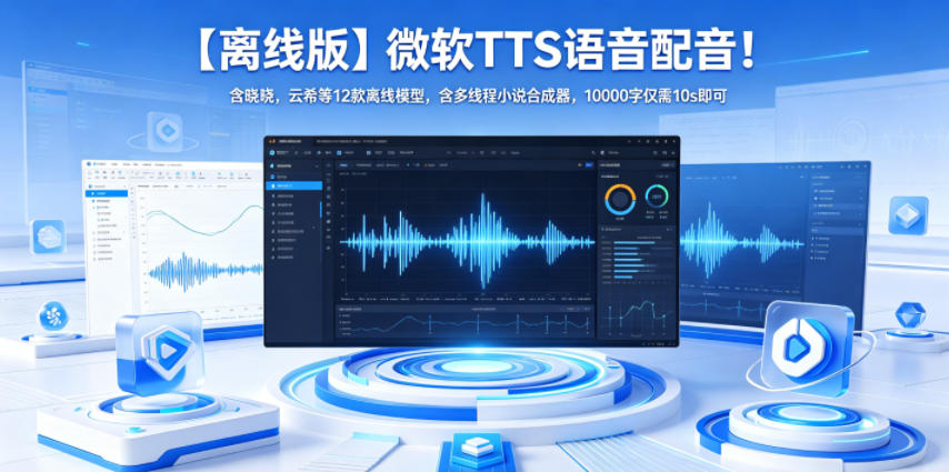 【离线版】微软TTS语音配音！含晓晓，云希等12款离线模型，含多线程小说合成器，10000字仅需10s即可-校睿铺