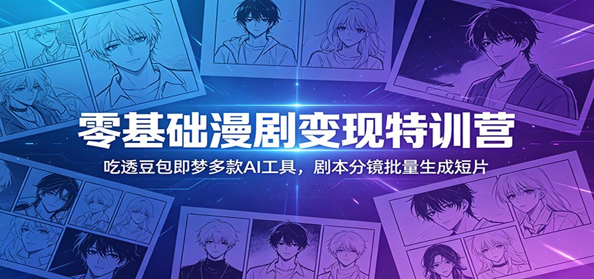 零基础漫剧变现特训营：玩转豆包即梦多款AI工具，剧本分镜批量生成短片-校睿铺