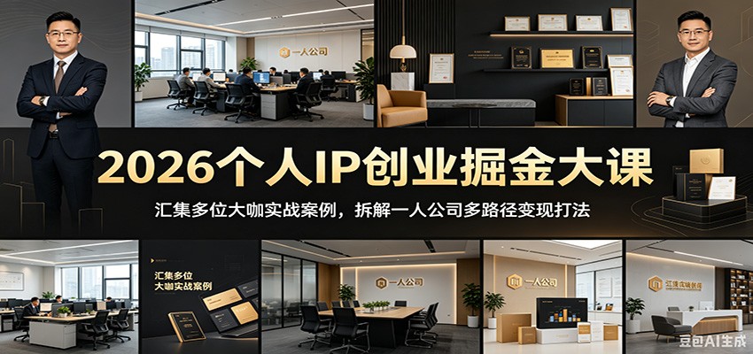 2026个人IP创业掘金大课：汇集多位大咖实战案例，拆解一人公司多路径变现打法-校睿铺